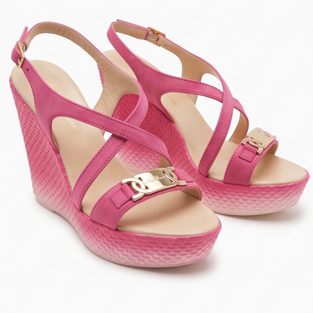 🇮🇹  LUIGI TRAINI 🇮🇹 SUEDE WEDGE SANDALS